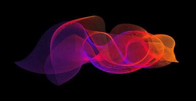 Gradient wave line blend form. Abstract purple red yellow flowing lines design element. Dynamic neon line smoky shape. Sound waves or ai illustration concept. Curved pattern background vector