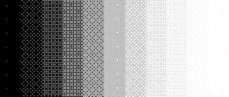 Pixelated gradient texture. Black dithered gradation background. Retro bitmap game wallpaper. Halftone 8 bit overlay. Vintage rectangle pixel art print. Striped fading backdrop vector