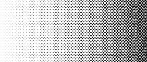 Rhombus gradient halftone texture. Diamond dots fading pattern. Abstract geometric particles vanishing gradient background. Rhomb shape grunge overlay structure. Black and white wallpaper vector