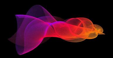Gradient wave line blend form. Abstract purple red orange flowing lines design element. Dynamic neon line smoky shape. Sound waves or ai illustration concept. Curved pattern background vector
