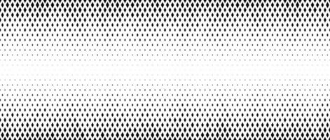 Rhombus gradient halftone texture. Diamond shape dots fading background. Abstract geometric particle vanishing backdrop. Rhomb shape grunge overlay structure. Black and white wallpaper vector