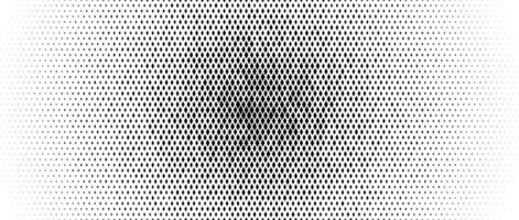 Rhombus dot radial gradient texture. Diamond dots halftone fading pattern. Abstract geometric particles vanishing background. Rhomb shape grunge overlay structure. Black and white wallpaper vector
