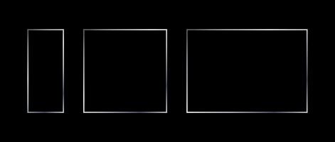 Silver thin frame set. Grey geometric borders in art deco style. Argent thin linear square and rectangle collection. Silvery glowing shiny boarder element pack. Bundle for photo, cadre, decor vector