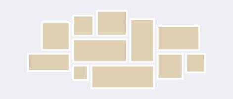 Moodboard or photo collage template. Beige mosaic art grid arrangement. Picture frame horizontal composition. Wall gallery layout design concept for presentation, poster, mockup, banner, flyer. vector