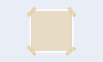 Image frame glued on adhesive tape. Photo template for mockup, poster design, banner, flyer, brochure, mood board, photo album. Empty square paper note piece. Blank memo vector