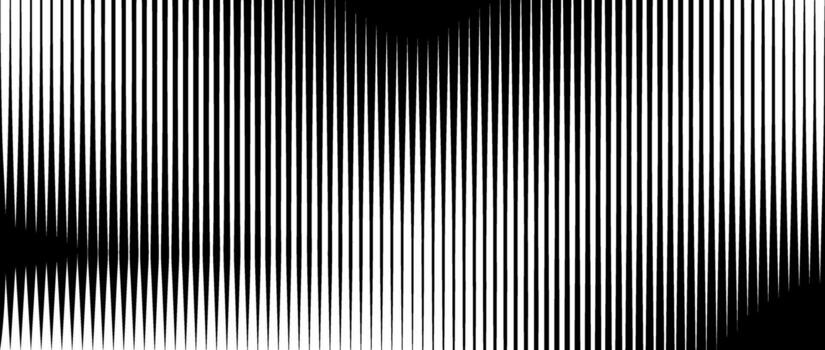 Line halftone gradient texture. Vibrating vertical gradation background. Repeated stripe pattern backdrop. Black parallel thin to thick stroke moire backdrop for overlay, print, cover. vector