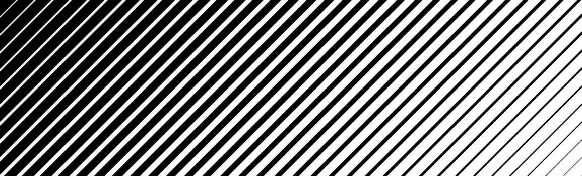 Oblique line halftone gradation texture. Fading diagonal stripe gradient background. Slanted pattern backdrop. Thin to thick stripe vanish backdrop for overlay, print, cover. Wide background vector