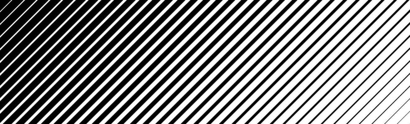 Oblique line halftone gradation texture. Fading diagonal stripe gradient background. Slanted pattern backdrop. Thin to thick stripe vanish backdrop for overlay, print, cover. Wide background