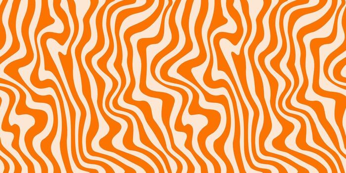 ondulado línea sin costura modelo. trippy maravilloso líquido olas antecedentes. repitiendo retro psicodélico textura en años 60, 70s estilo. curva fluido rayas fondo de pantalla para textil, imprimir, envase papel. vector