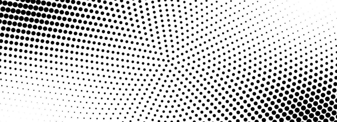 Radial halftone grunge fading texture. Vanishing dotted circle line background. Black pop art gradient backdrop. Retro comic cartoon noise for poster, overlay, cover, print. Grain wallpaper