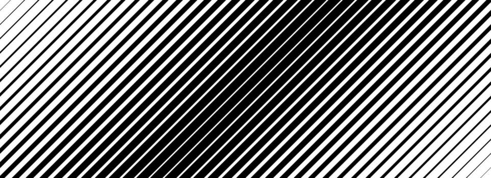 Oblique line halftone gradient texture. Fading diagonal stripe gradation background. Slanted pattern backdrop. Thin to thick stripe vanish backdrop for overlay, print, cover. Wide texture vector