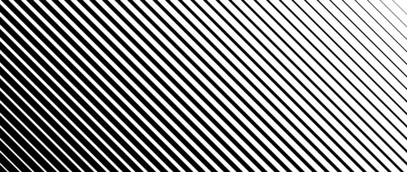 Oblique line halftone gradation texture. Fade diagonal stripe gradient background. Slanted pattern backdrop. Black thin to thick stripe backdrop for overlay, print, cover, graphic design. vector