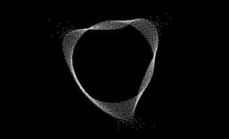 White dotted wavy lines with dissolve effect. Stipple disintegrating curved circle on black background. Halftone textured sphere with noise grain. Grunge dispersing sand particles, speckles. vector