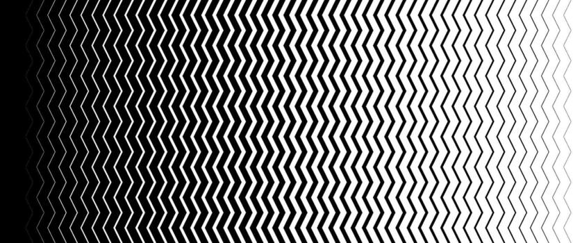 zig zag línea trama de semitonos gradación textura. desvanecerse cheurón raya degradado antecedentes. repitiendo modelo fondo. negro Delgado a grueso ola raya fondo para cubrir, imprimir, cubrir, gráfico diseño. vector