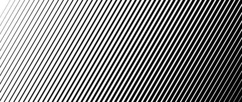 Oblique line halftone gradation texture. Fade diagonal stripe gradient background. Slant pattern backdrop. Black thin to thick stripe vanish backdrop for overlay, print, cover, graphic design. vector