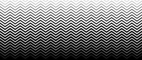 Zigzag line halftone gradation texture. Faded chevron stripe gradient background. Repeating pattern backdrop. Black thin to thick wave stripe backdrop for overlay, print, cover, graphic design vector