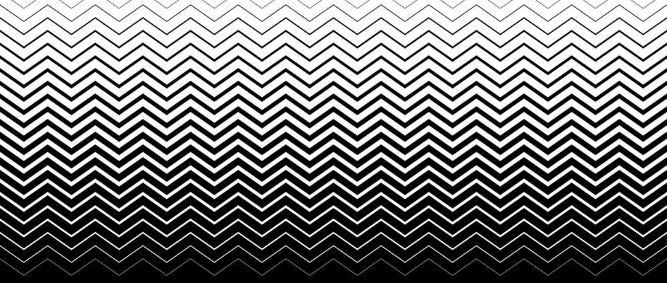 Zigzag line halftone gradation texture. Faded chevron stripe gradient background. Repeating pattern backdrop. Black thin to thick wave stripe backdrop for overlay, print, cover, graphic design