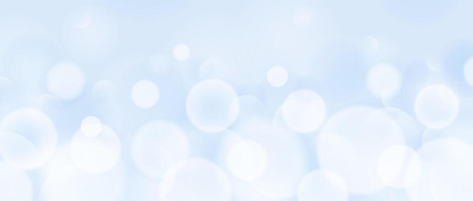 Abstract bokeh wallpaper. Smooth soft blue blur effect background. Shiny blurry light circle texture. Seasonal backdrop for Christmas, New Year or birthday card, poster, banner, booklet, flyer.