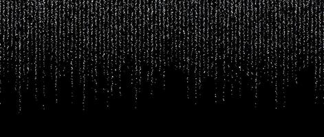 Silver confetti garland on dark background. Falling glitter and sparkle wallpaper. White and grey shining dots repeating pattern. Magic dust sparkling decoration for Christmas. vector