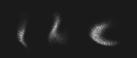 White powder splash set. Salt, sugar or flour splattered granule collection. Snow, dust or sand textured overlay pack. Grunge grainy sprayed speckles, dots and pieces. Grain background bundle vector