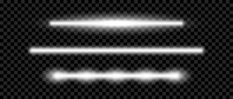 White neon tube lamp set. Glowing led light line beam collection. Luminous fluorescent bar stick lines bundle. Colorless strip element pack to divide, separate, decorate. vector