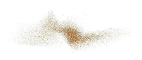 Sand dust powder wave splash. Flowing grit speckles and particles texture. Ground grain scatter element. Gritty explosion wind shape for overlay, poster, banner, brochure, leaflet. vector