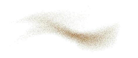 Sand powder splash. Flowing dust speckles and particles wave texture. Brown ground grain scatter element Gritty explosion wind shape for overlay, poster, banner, brochure, leaflet. vector