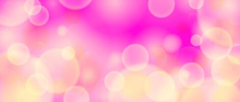 Abstract circle bokeh wallpaper. Bright pink color blur effect background. Shiny blurry light sparkle texture. Romantic backdrop for birthday celebration, fairy party, card, poster, banner vector