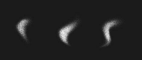 White powder splashed set. Salt, sugar or flour splatter granules collection. Grunge stipple sprayed powder speckles, dots and pieces. Snow, dust or sand textured overlay. background vector