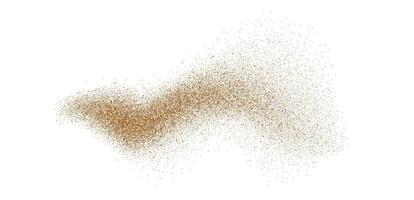 Sand dust powder splash. Flowing speckles and particles wave texture. Ground grain scatter element. Gritty explosion wind shape for overlay, poster, banner, brochure, leaflet. Sandy background vector