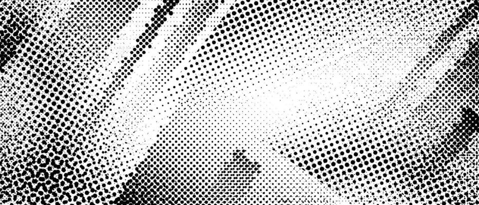 Halftone grunge texture. Distorted rough dirty scratch textured background. Dotted glitch punk wallpaper for banner, poster, flyer, print, overlay, magazine. Distress scuffed backdrop