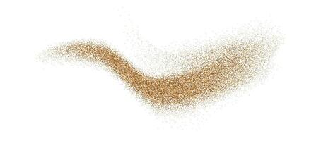 Sand powder splash. Flowing dust speckles and particles wave texture. Brown ground grain scatter element Gritty explosion wavy shape for overlay, poster, banner, brochure, leaflet. vector