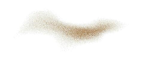 Sand powder splash. Flowing dust speckles and particles wave texture. Beige ground grain scatter element Gritty explosion wind shape for overlay, poster, banner, brochure, leaflet. vector