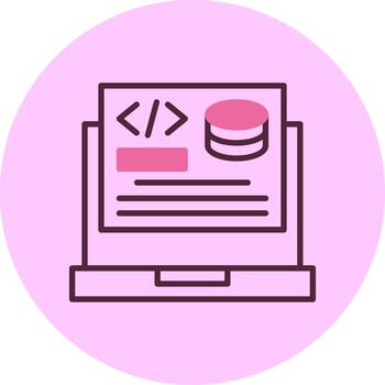 backend desarrollo línea mezcla circulo icono vector