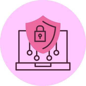 Data Security Line Mix Circle Icon vector
