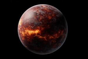 Hot protoplanet shows burning molten surface texture photo