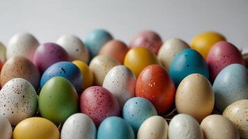 Vibrant Array of Easter Eggs, A Colorful Celebration of Spring photo