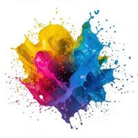 Vibrant cmyk ink splashes exploding in a dynamic abstract formation photo