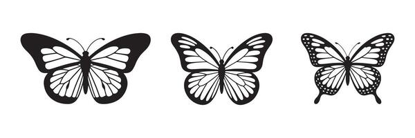 Flying butterflies silhouette design black set vector
