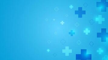 Medical blue cross with health elements in blue background template for health, science, technology or business vector