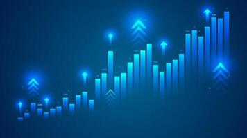 Blue up rising arrows in business growth analysis chart background template vector