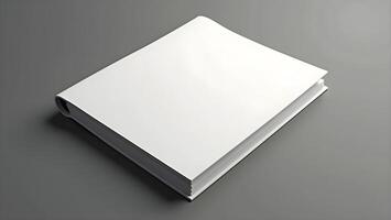 High-Angle Blank Brochure Mockup with Slightly Curled Edges photo
