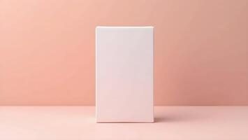 Front View of Blank Cosmetic Packaging Box on Pastel Background photo