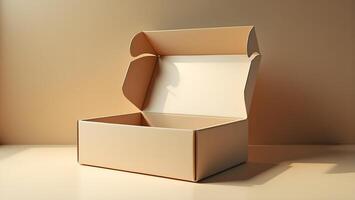 Blank Tuck Top Mailer Box Mockup with Front-Facing Angle and Soft Lighting photo