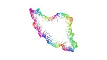 Rainbow sketch outline map of Iran vector