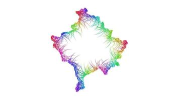 Rainbow sketch outline map of Kosovo vector