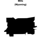 Mills, Wyoming blank outline map vector