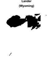 Lander, Wyoming blank outline map vector