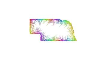 Rainbow sketch outline map of Nebraska vector
