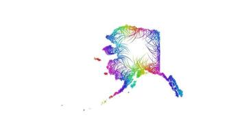 Rainbow sketch outline map of Alaska vector